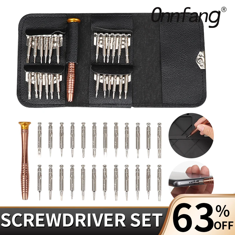 25-in-1 Screwdriver SetLeather Bag Cross Combination Precision Screwdriver For Mobile Phone Notebook Glasses Maintenance Tool