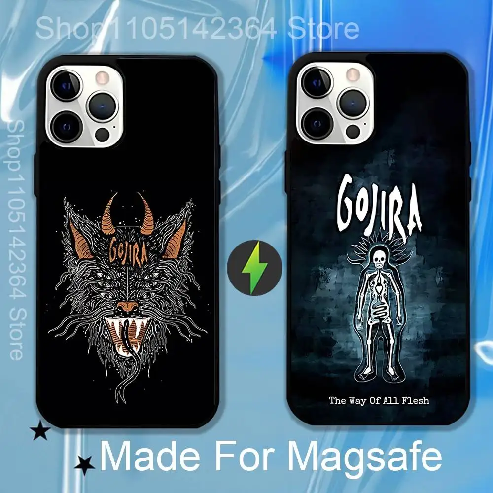 

Band G-GojiraS Mea Culpa Magnetic Wireless Charging Case For iPhone 11,12,13,14,15,16,17,Pro,Max,Plus Shockproof Cover
