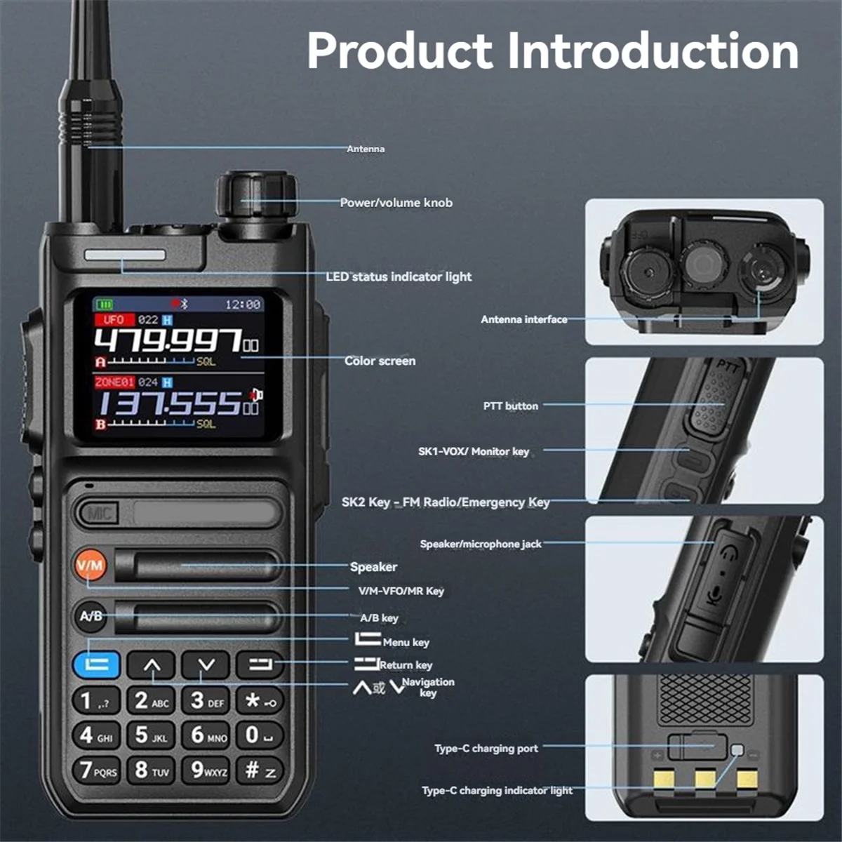 

AR 26 GPS 10W Walkie Talkie Phone APP Bluetooth Programming Multi Air Band Wireless Copy Frequency Long Range Ham Radio