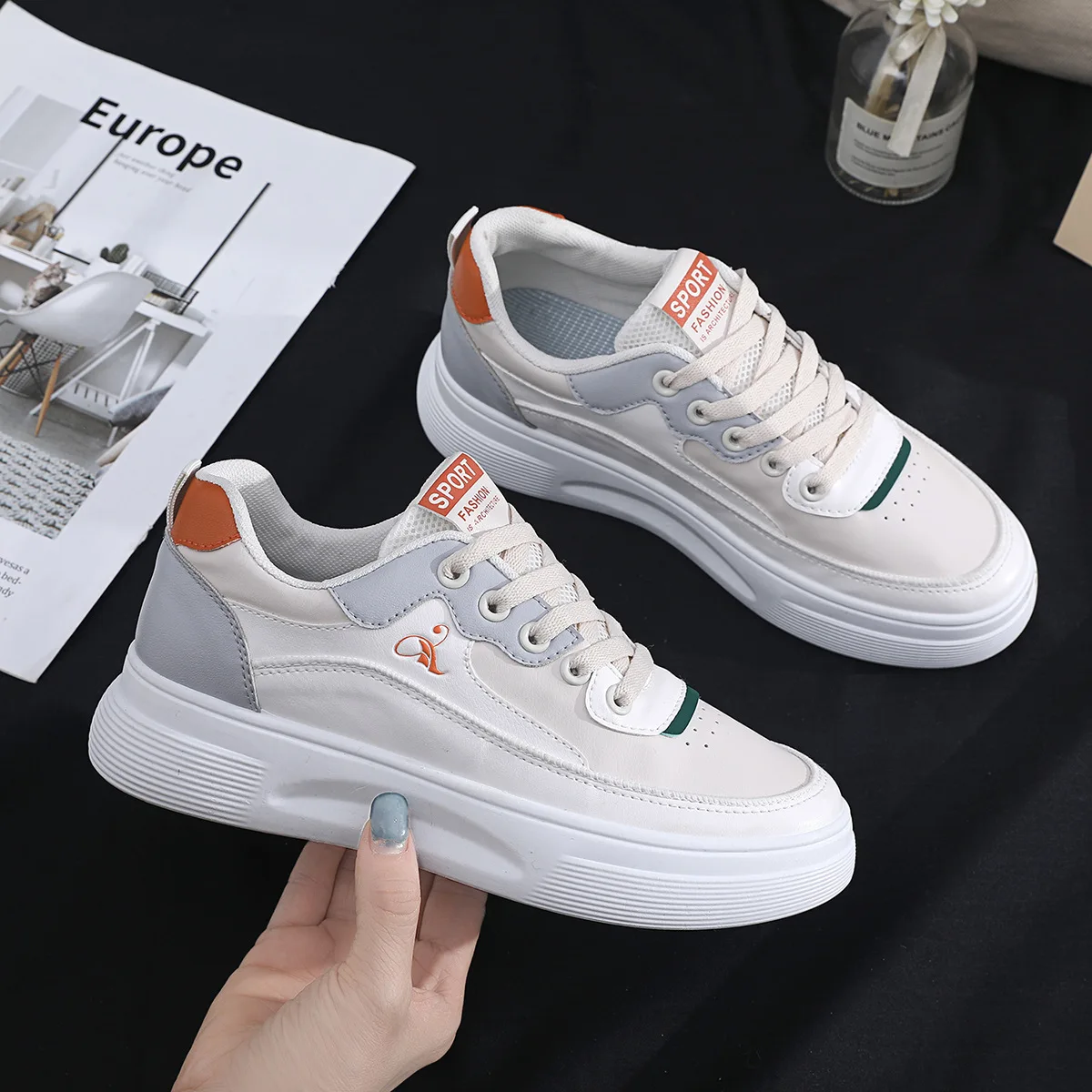 New Style White Sneakers Woman Campus Student Sneakers Show Feet Comfortable Breathable Soft Leather Casual Shoes Sneakers Women