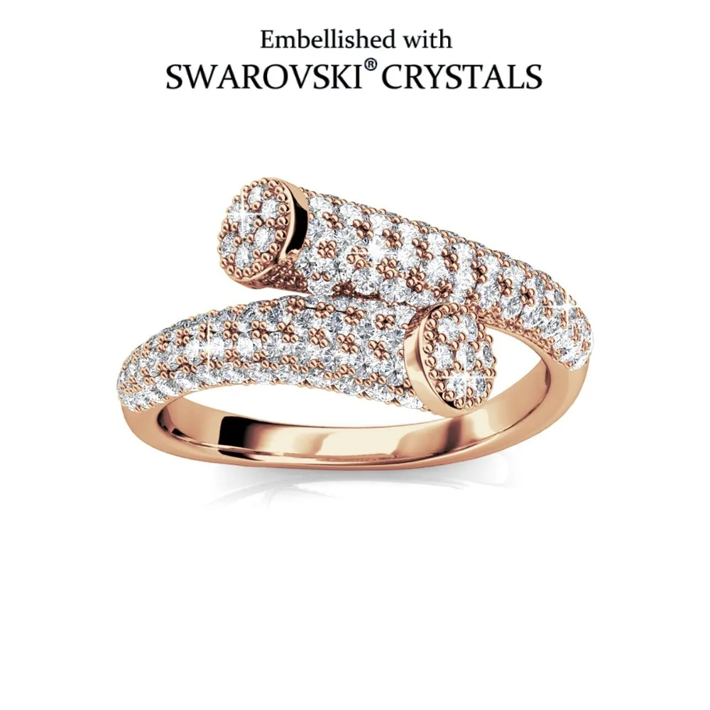 Daisini Ring mit Schlangen-Design, verziert mit Swarovski-Kristallen, Roségoldfarben, Modeschmuck für Damen, trendiger Schmuck, Geschenk