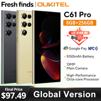 Oukitel C61 Pro Smartphone 6.88 inch HD+ 90Hz Display NFC 8GB 256GB Android 15 Octa-core 13MP 5150mAh GPS Cellphone