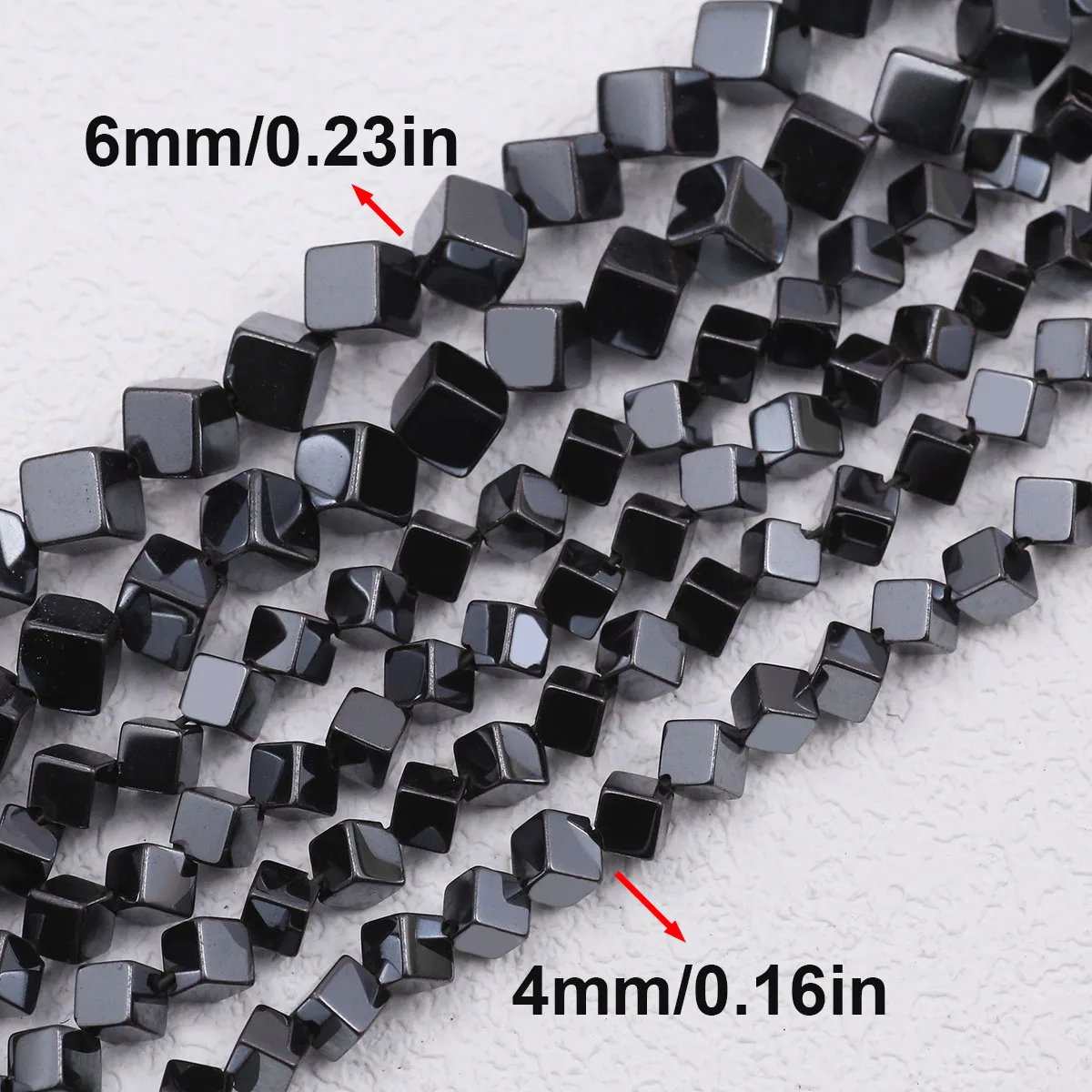 Natural Black Hematite Stone 4/6MM Diagonal Cube Square Spacer Loose Beads For Jewelry Making Diy Bracelets Necklace Accessories