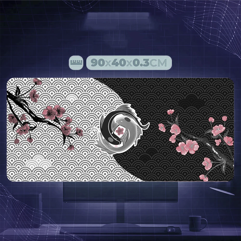 

Hot XXL Japan Sakura FishDesign Mousepad Large Art Flower Mouse Pad Gaming Deskmat With Lockedge Office Non-slip Carpet Desk Mat