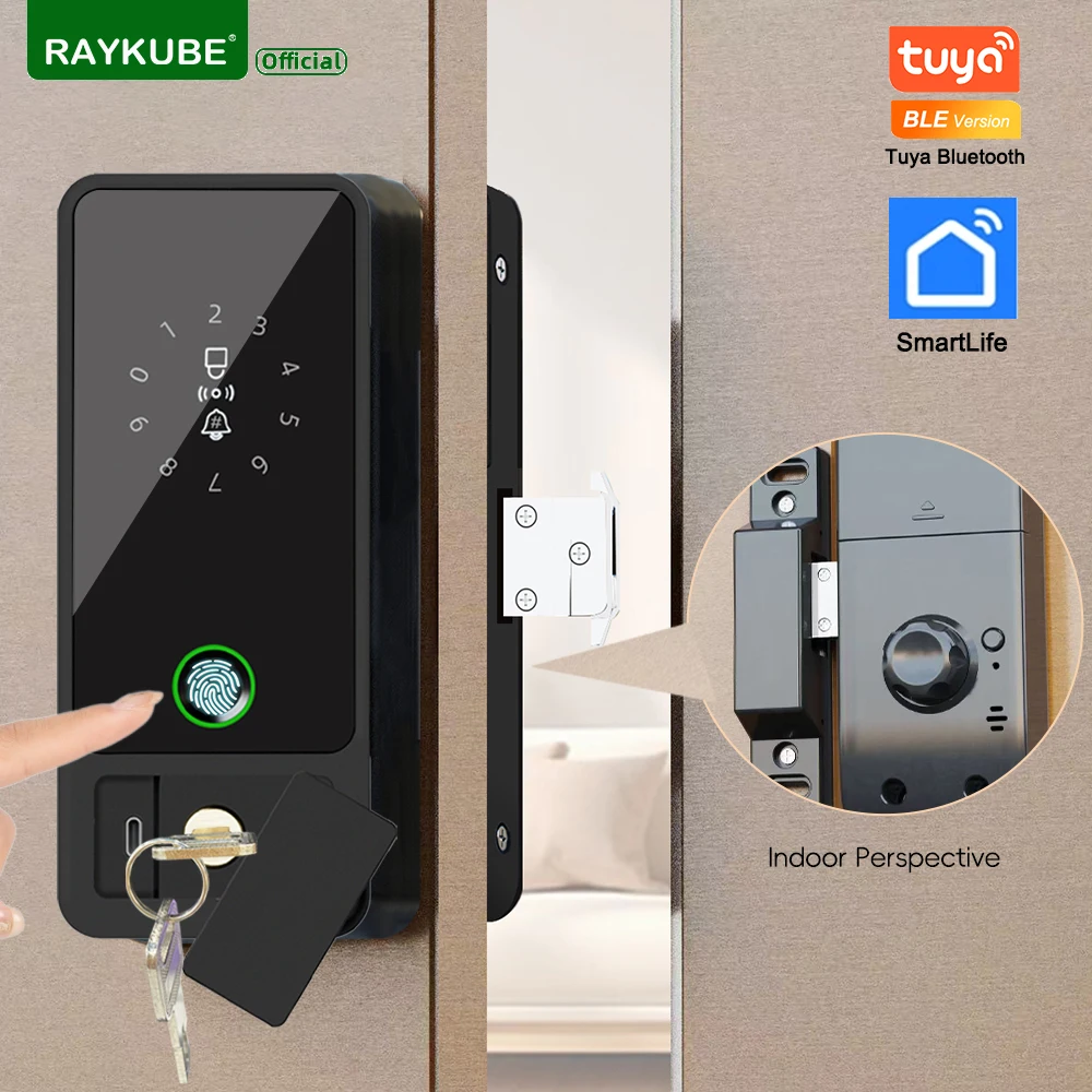 Новый RAYKUBE G18 Tuya Bluetooth умный стеклянный замок отпечаток пальца электронный цифровой замок приложение/IC-карта/разблокировка пароля для стеклянной двери