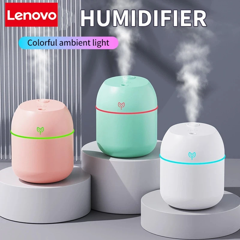 Lenovo 220ML Air Humidifier Cool Mist Aroma Diffuser LED Night Light power-off protect USB Humidificador For Home Office