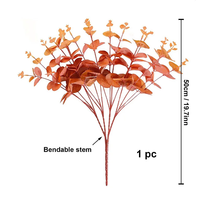 1 قطعة الخريف الزهور الاصطناعية أوراق الأوكالبتوس ينبع نبات صناعي فروع الأوكالبتوس لخريف المنزل الزفاف الجدول الخريف الديكور