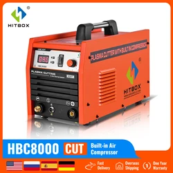 HITBOX 40 Amp Plasma Cutter with Built-In Air Compressor 220V Digital Inverter IGBT Clean Cut Plasma Cutting Machine HBC8000