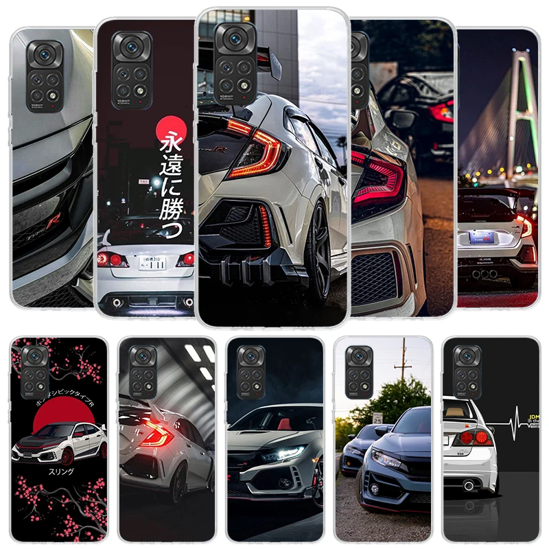 JDM Type R Civic Sport Car Cover Phone Case For Xiaomi Redmi Note 13 12 11 10 Pro Plus 12S 11S 11T 11E 10S 9 9S 8 8T 7 Soft Fund