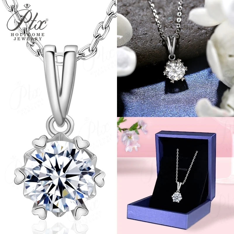 

Sparkling Moissanite Snowflake Pendant Necklace for Women 6-heart Claw 925 Sterling Silver GRA Certified Elegant Anniversary