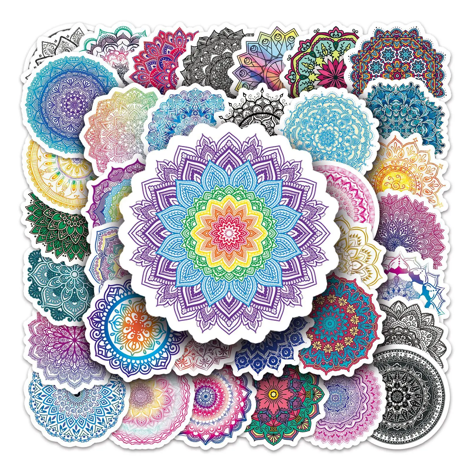 10/30/50PCS New Trendy Cartoon Anime Color Mandala Graffiti Helmet Refrigerator Cup DIY Waterproof Graffiti Sticker Wholesale