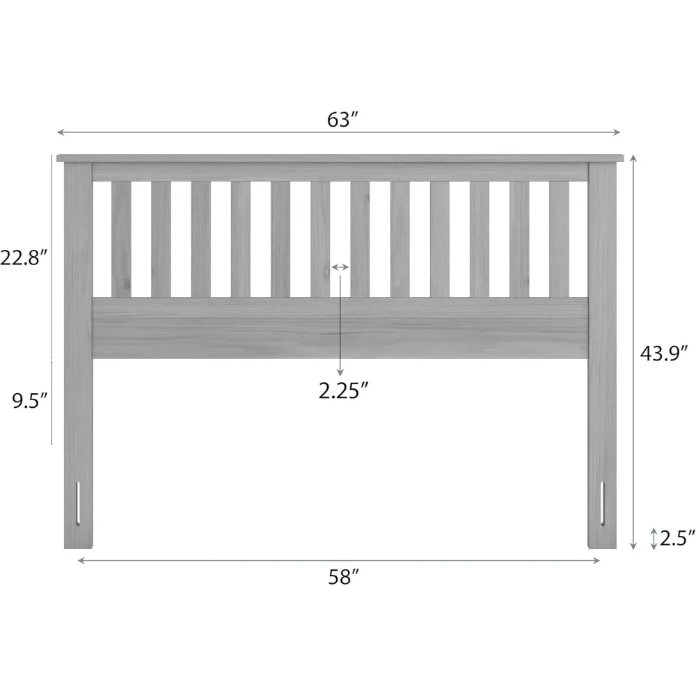Serene Wood Panel Headboard with Mission Slats, Queen Size, Stained Pine, Easy Assembly, Quality Materials, Customized