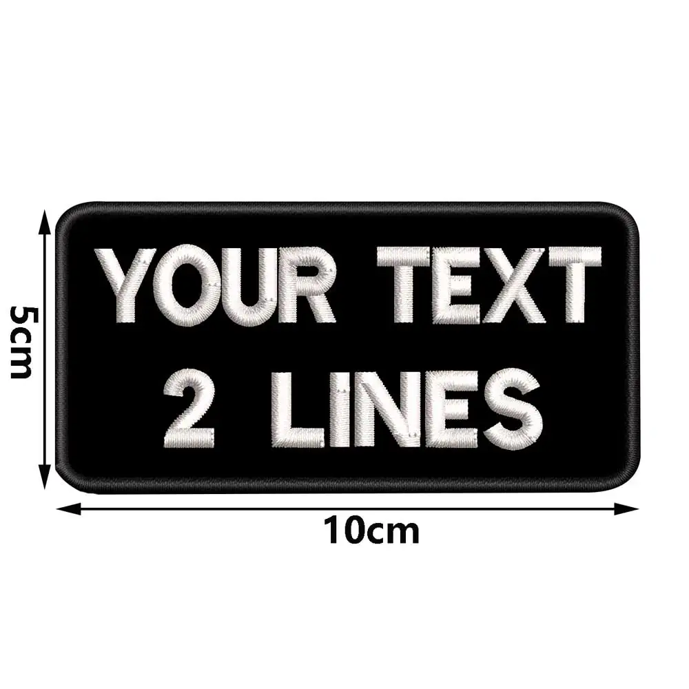 Customized 2 lines Name Text Embroidered Patch with iron on /Hook and Loop Backing, Personalized Name Embroidery Badge