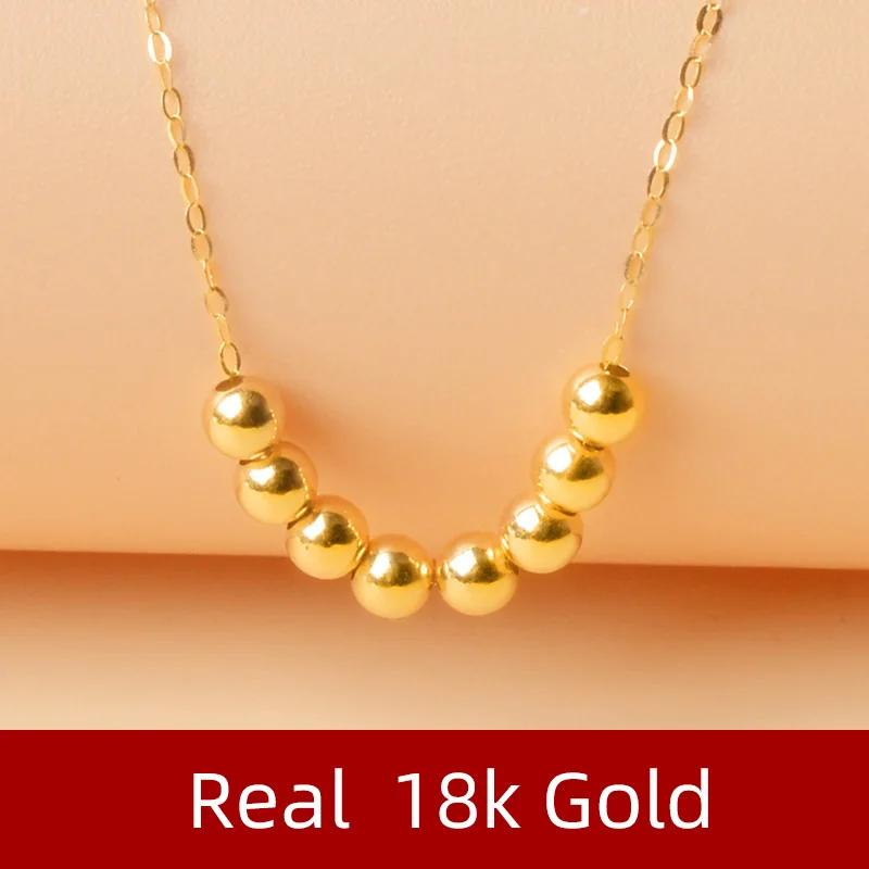 

NYMPH Pure 18K Gold Necklace Pendant AU750 Small Gold Balls 2.5 mm Women's Fine Jewelry Party Gifts X517