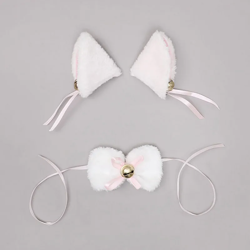 Soft Animal Cat Ears Headband Animal Ears Headdress Kitten Ear Hairband Halloween Christmas Cosplay Anime Costume Bowtie Lolita