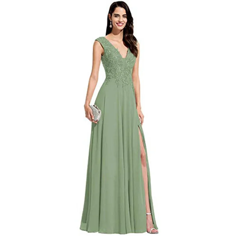 Avondjurken voor dames, off-shoulder chiffon feestjurk, a-lijn vestidos, jurken met veters aan de achterkant