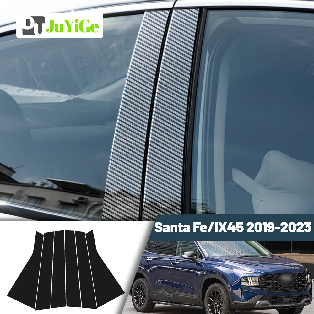 

Glossy Black Carbon Fiber Window Door Deal B C Pillar Post Cover Sticker For Hyundai Santa Fe IX45 2019-2023 2020 2021 2022