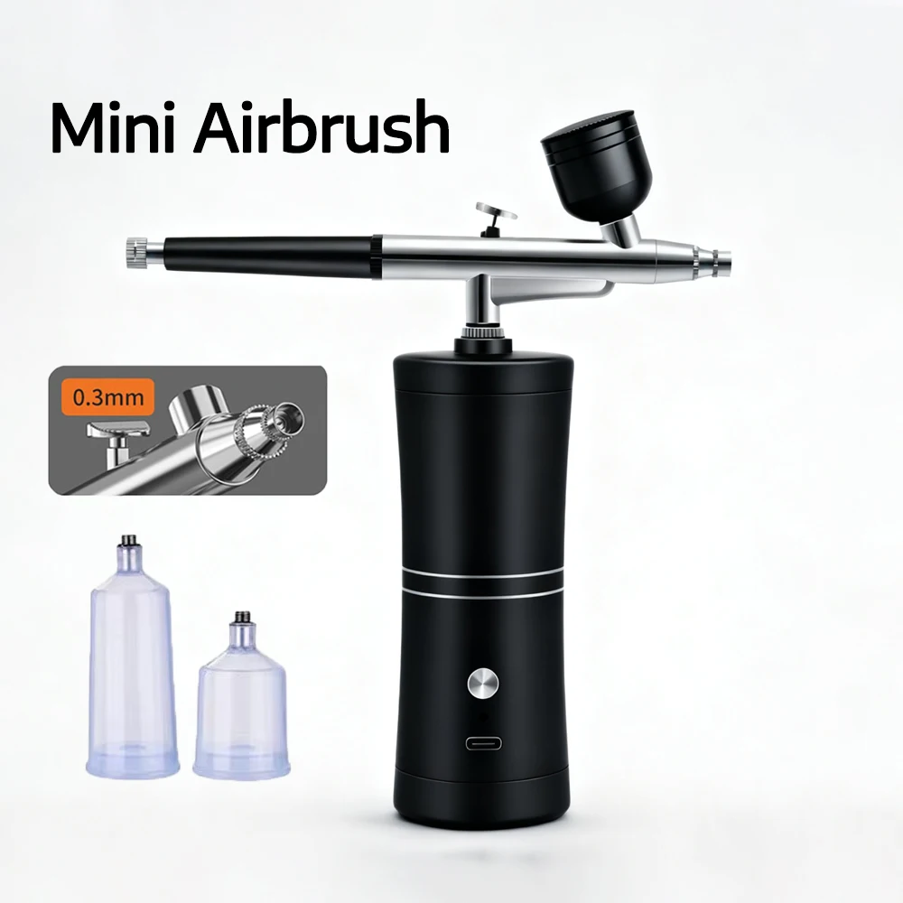 

Портативный аэрограф, беспроводной перезаряжаемый спрей 0,3 мм с компрессором для лица, красоты ногтей, татуировки, ремесла, краски для торта для дизайна ногтей