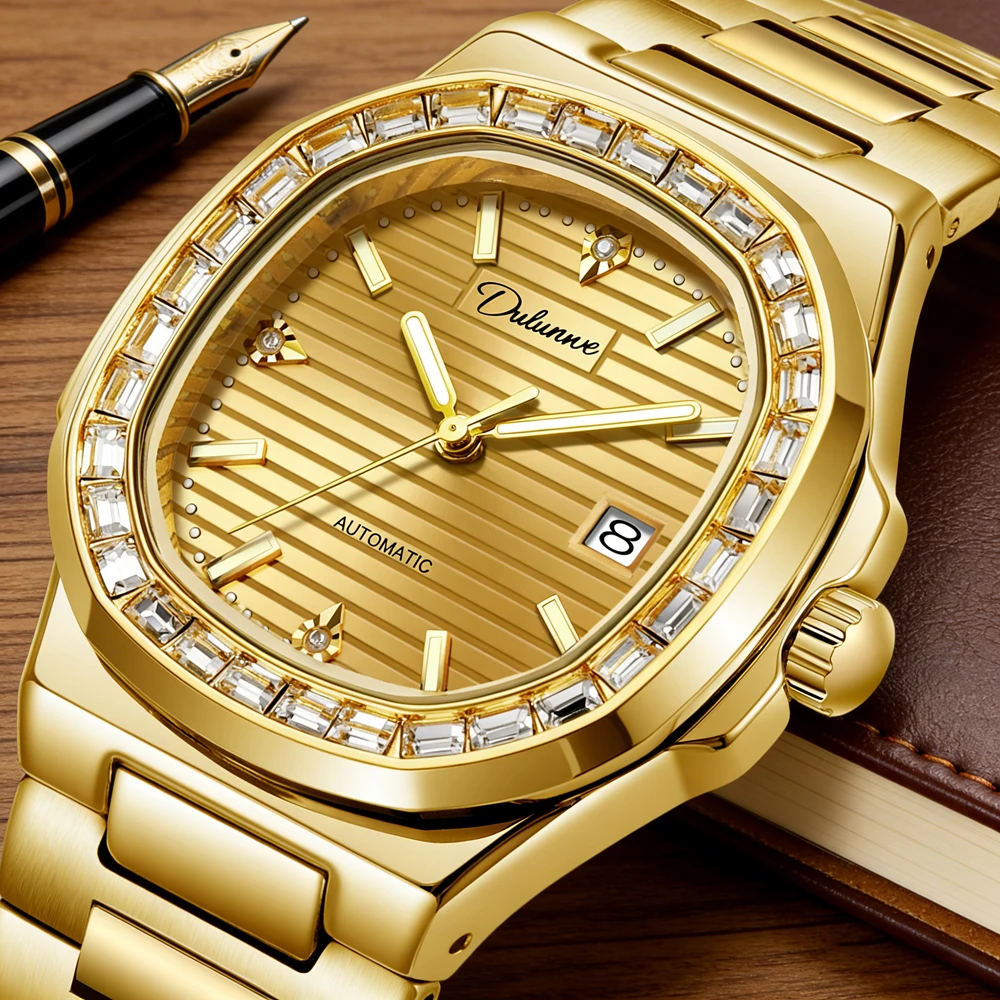 

High Quality Luxury Gold Mechanical Watch for Men Stainless Steel Waterproof Luminous Classic Automatic Watches Mens Date Clock