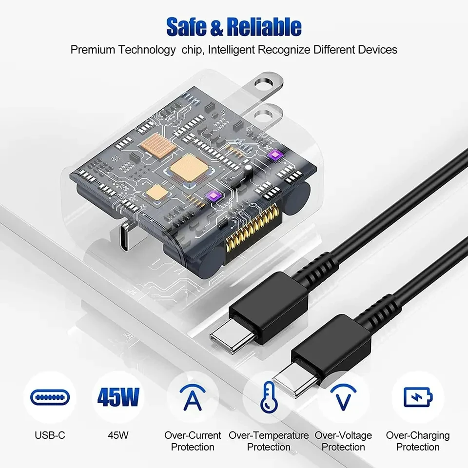 PD45W USB C Ladegerät Für Samsung Galaxy S24 S23 S22 S21 S20 Ultra S10 Plus FE Super Schnelle Lade Typ C Ladekabel Zubehör – Detail 5
