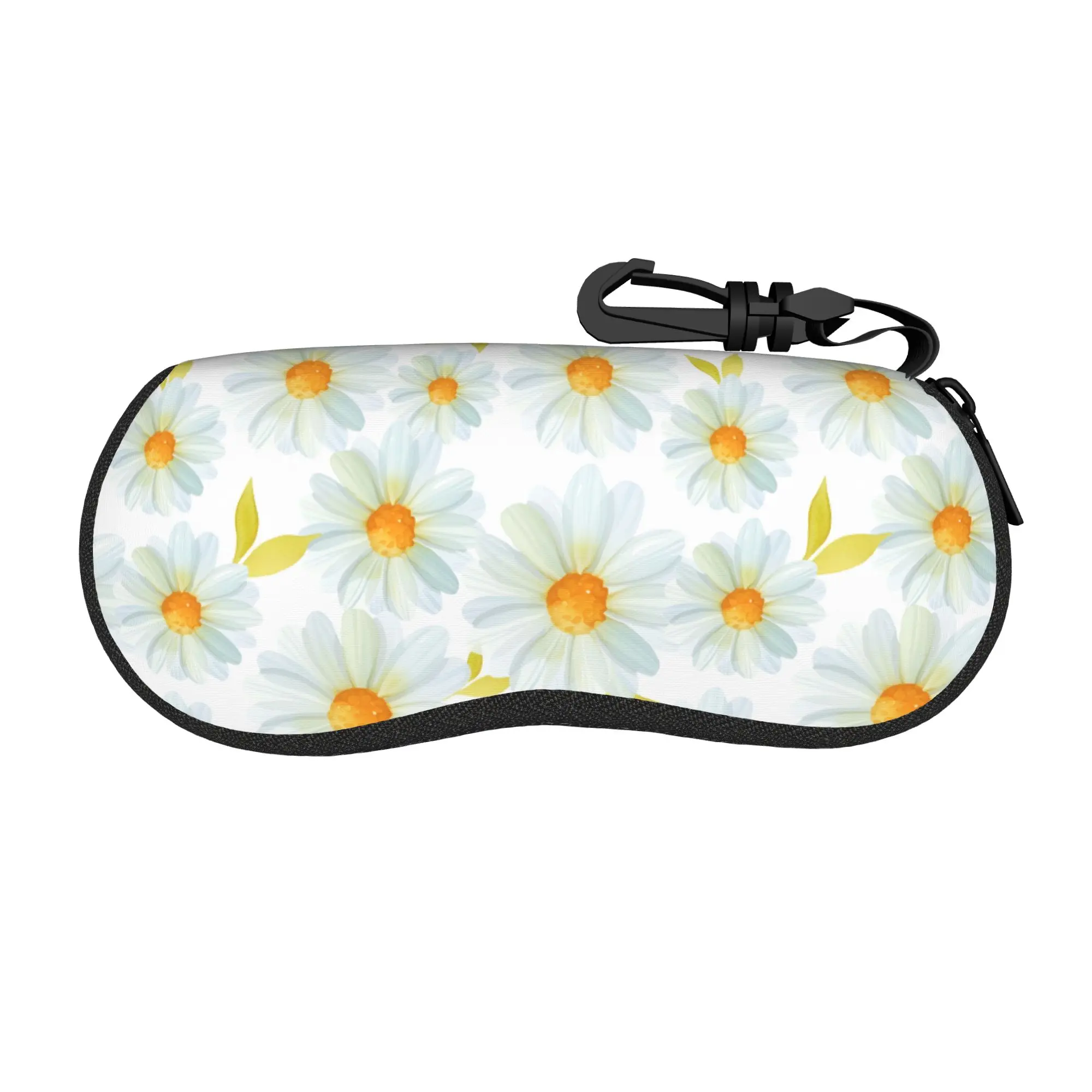 Cute Daisy flower Glasses Case Printing Zipper  Sunglasses Storage Box Anti-Pressure Glasses Box