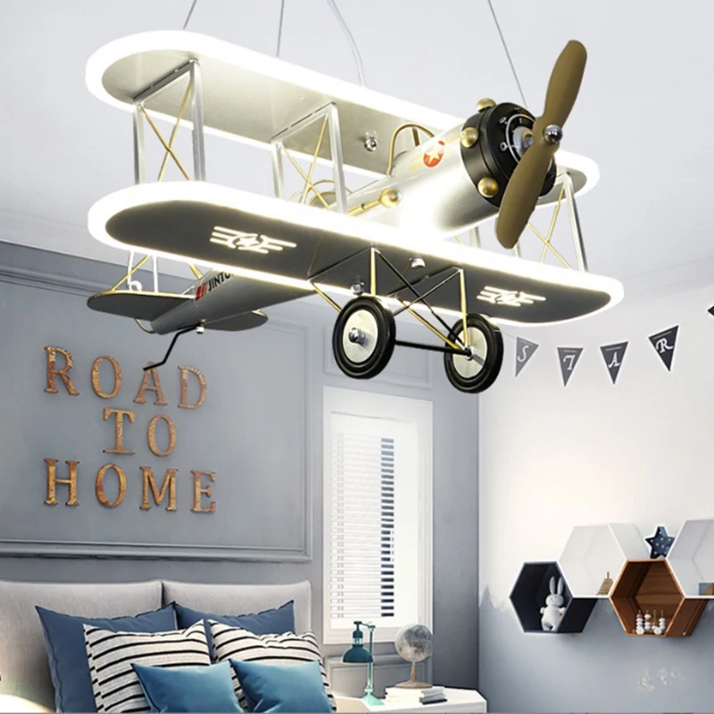 Nordic Large Airplane Pendant Lamp for Children's Room LED Plane Ceiling Light for Bedroom Creative Cartoon Boy Room Decor Lamp