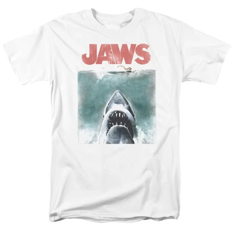 Camiseta Retro de Verano con Diseño de Póster de la Película Jaws, Estilo Americano Vintage para Hombre y Mujer