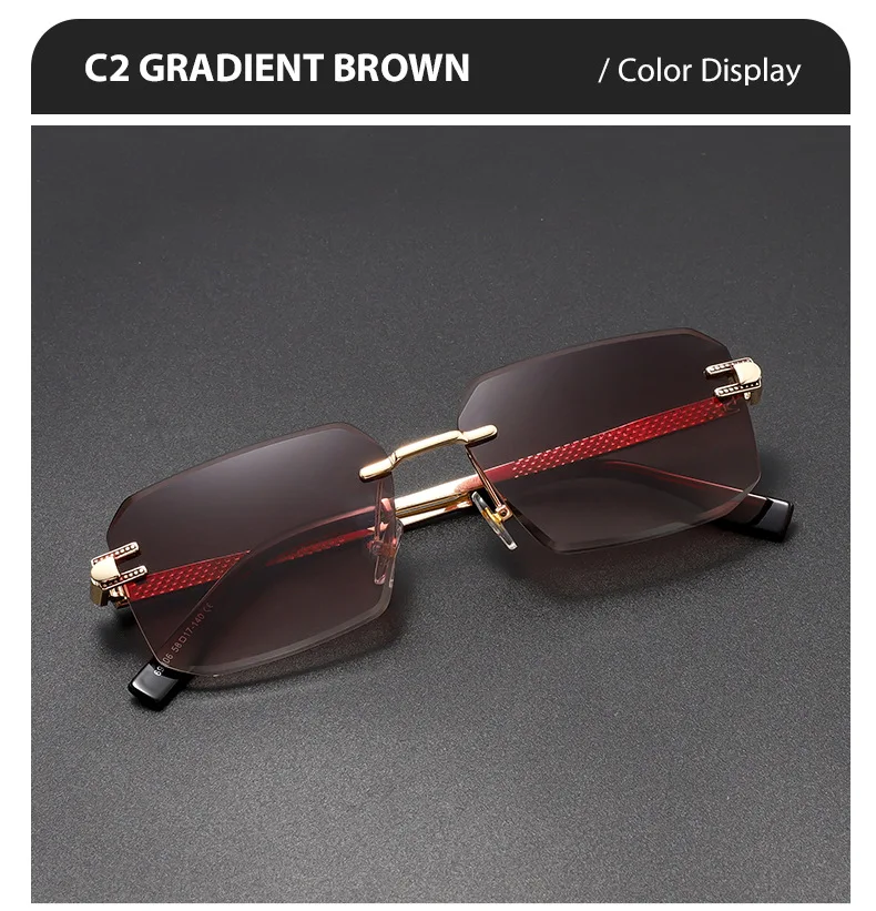 Neue Mann Sonnenbrille Frau UV400 Quadratische Brillen Mode Vielseitige Trend Shades Hohe Qualität Randlose Sonnenbrillen Unisex Outdoor Sport – Detail 9