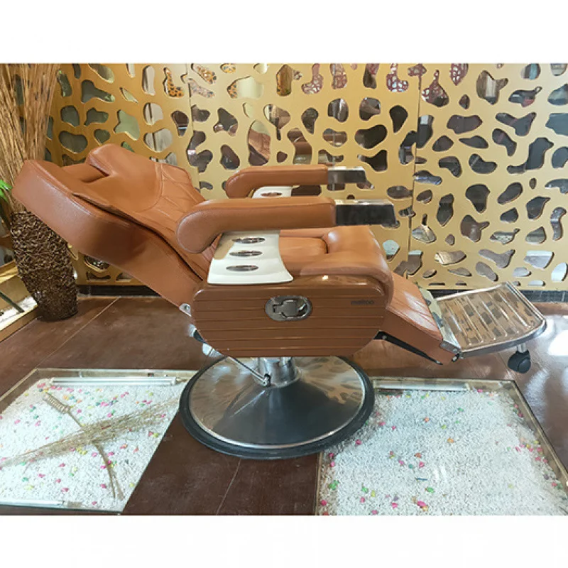 Retro Men'S Oil-Barber Shop Hairdressing Chair, Hair Salons, With Reclining Feature Shaving
