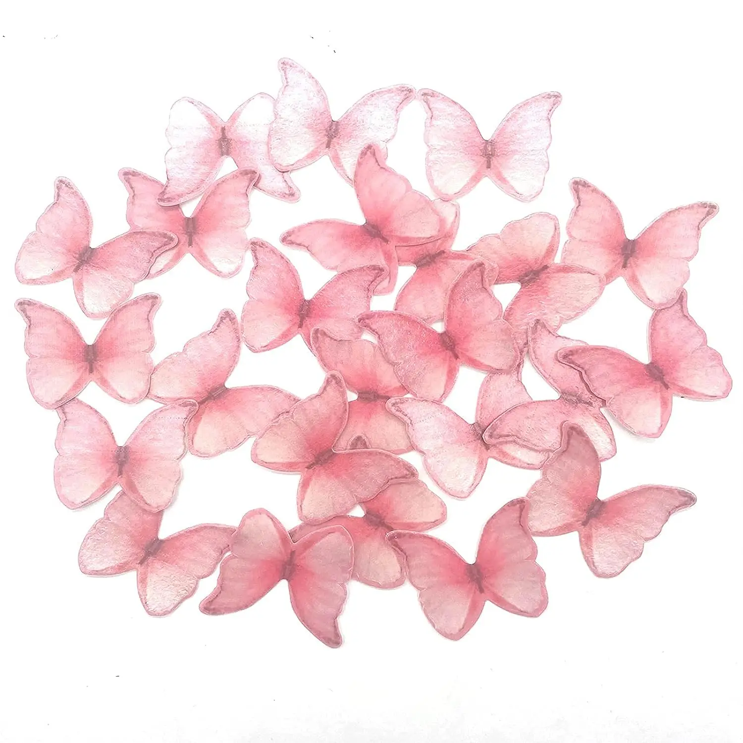 48pcs Wafer Paper Butterflies Cake Decor 3D Pink Blue Butterfly Cupcake Toppers Wedding Birthday Baby Shower Cake Baking Decor view 3