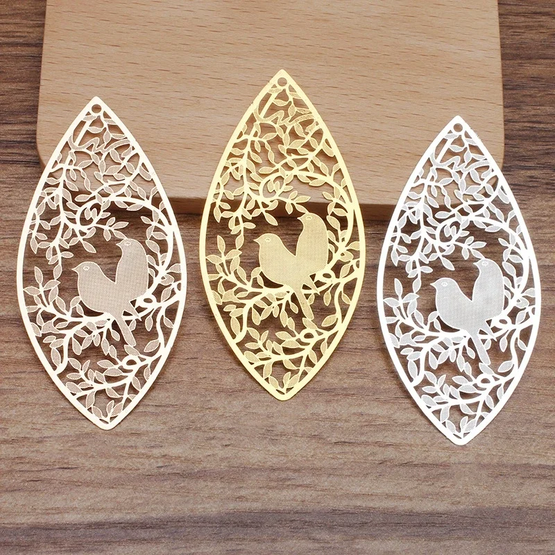 BoYuTe (10 Pieces/Lot) 35*72MM Big Filigree Bird and Branch Pendant Sheet Brass Materials Diy Jewelry Accessories