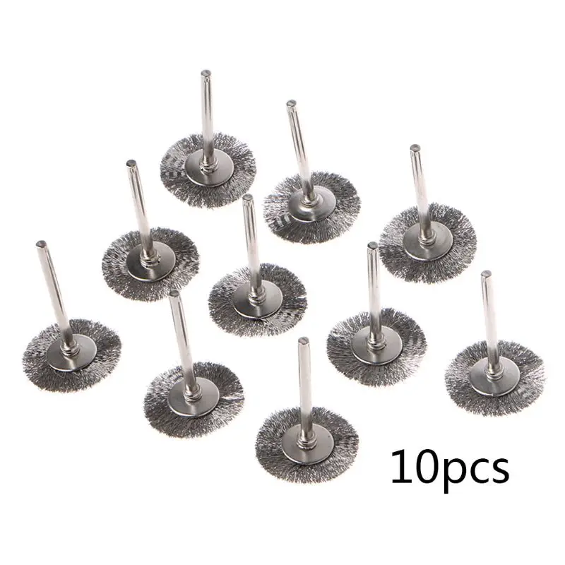 10 PCS Stainless Steel Wire T-shape Brush Rotary Tool for Drill Polishing