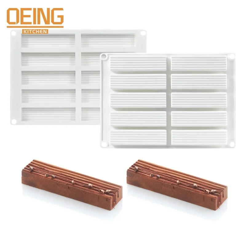 

Chocolate Bar Stripes Silicone Molds for Baking Rectangle Silicone Candy Granola Bar Pastry Butter Mold Kitchen Decoration Mould