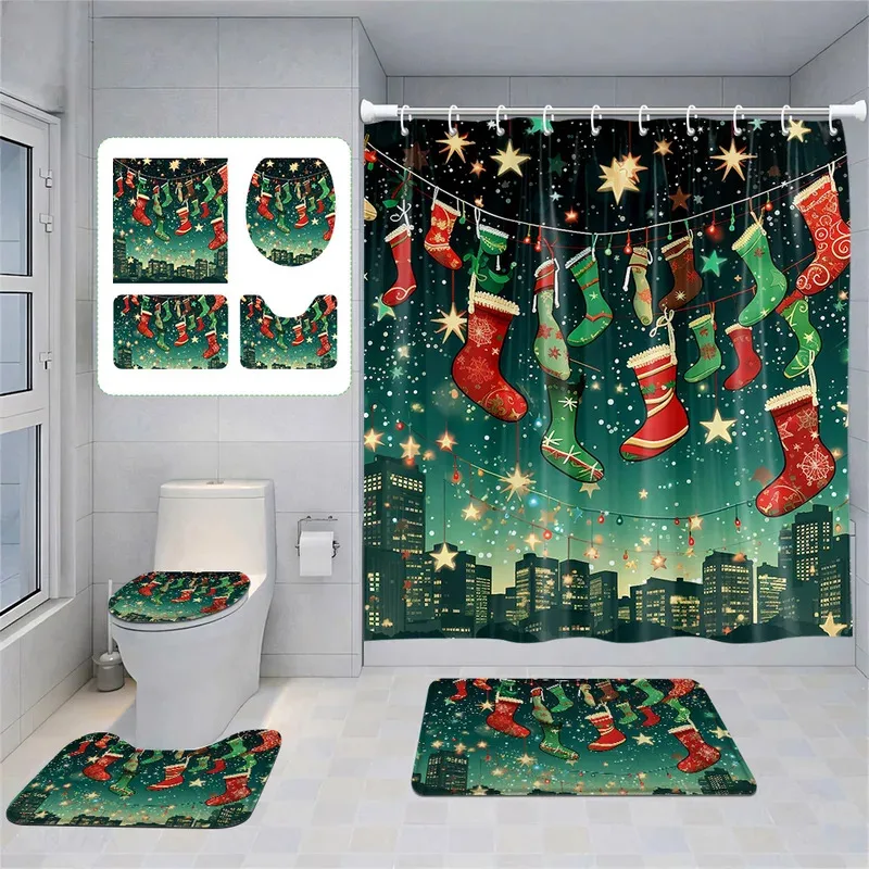 

JUJ63Home shower curtains bathroom Decora waterproof fabric non-slip bath mat water absorption curtain Modern Nordic Merry C3jn$