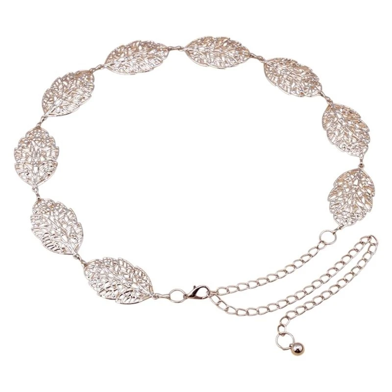 

652F Leaf Pattern Waist Chain Women Weddings Waist Chain Street Styles Waist Chain for Wedding Party Evening Outfits