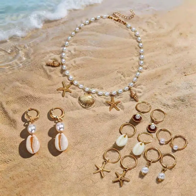 1 Set Muschel-Haarringe im Bohemian-Urlaubsstil, Hip-Hop Dirty Braid Personalisierte Casual Haarspange – Detail 8