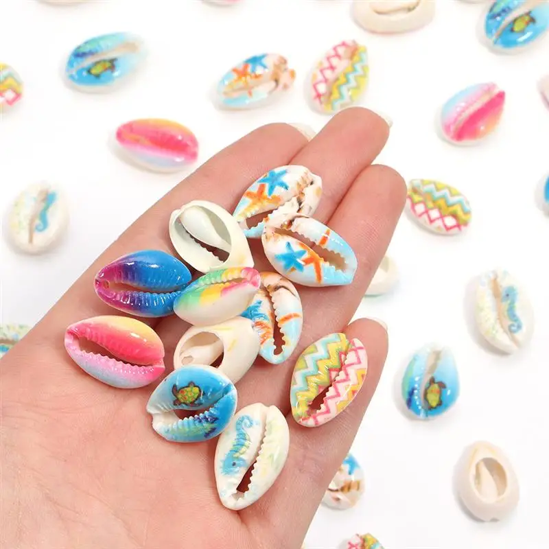 10-50pcs Mix Color Painted Natural Sea Shells Conch Beads For Sandy Beach Jewelry Making DIY Necklace Bracelet Accessories