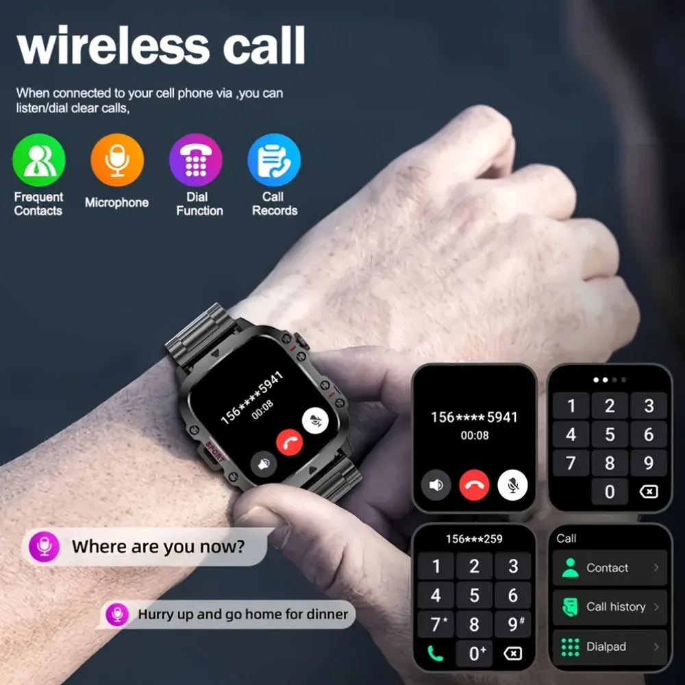 2025 New GPS Tracking Smart Watch LED Flashlight 1.81inch HD Screen Compass BT Call Waterproof Sport Smartwatch For Android iOS