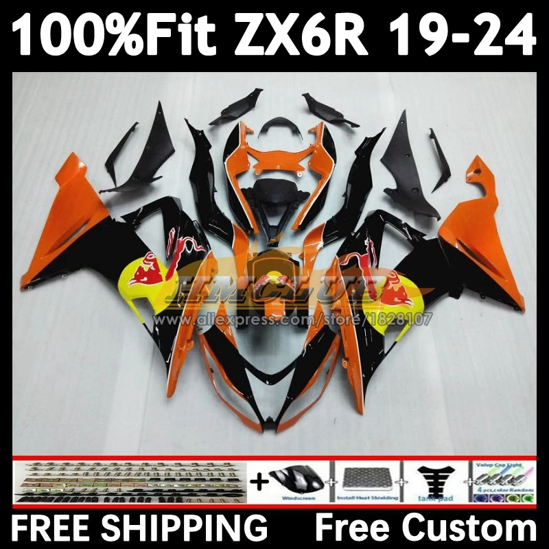 Body For KAWASAKI NINJA ZX-6R 2019 2020 2021 2022 2023 new orange 2024 160No.68 ZX 636 6R ZX636 ZX6R 19 20 21 22 23 24 Fairing