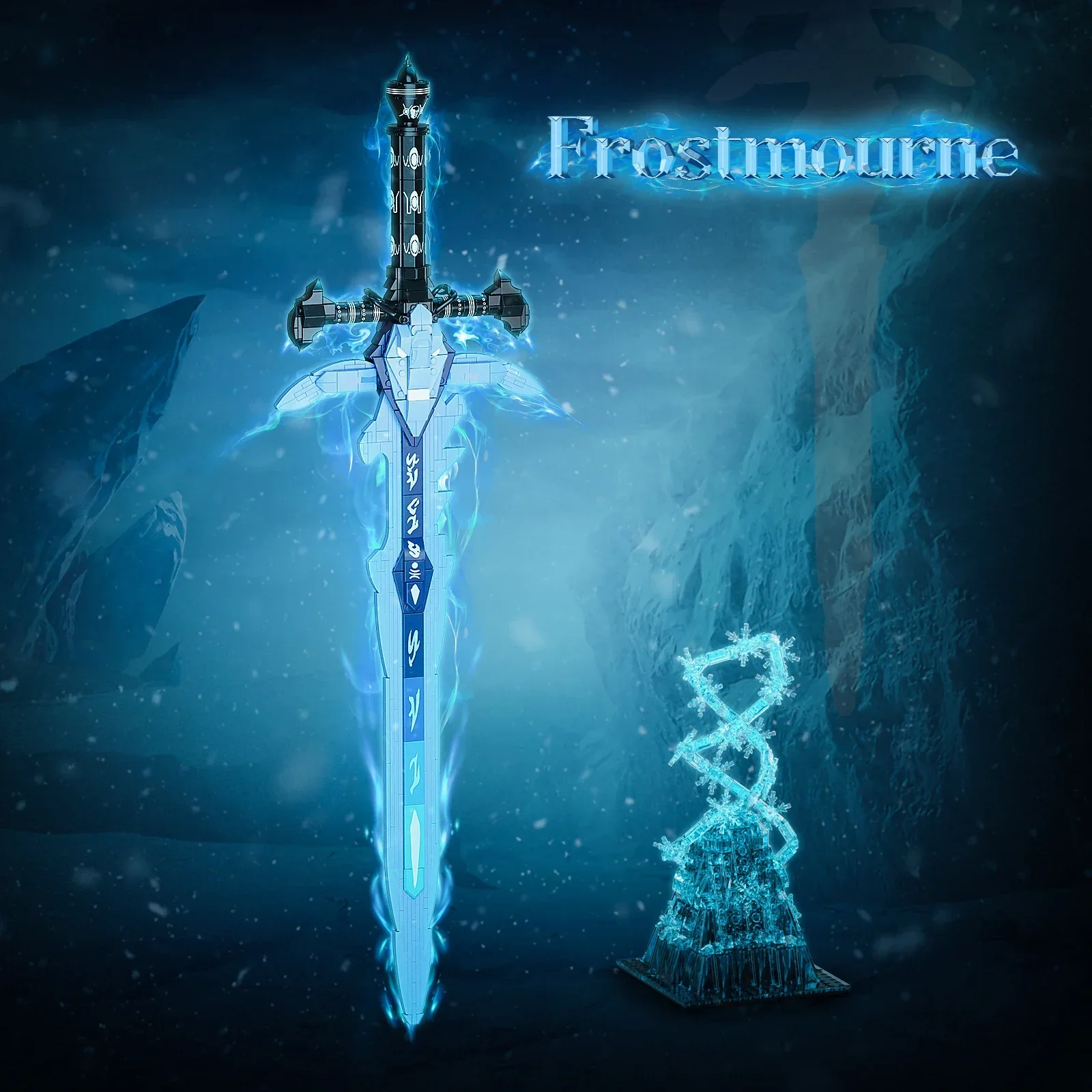 MOC Hot Game Frosty Sorrow Sword Building Blocks Kit Lich King Arthas Death Knight Weapon Model DIY Kids Puzzle Toys Gift 862PCS