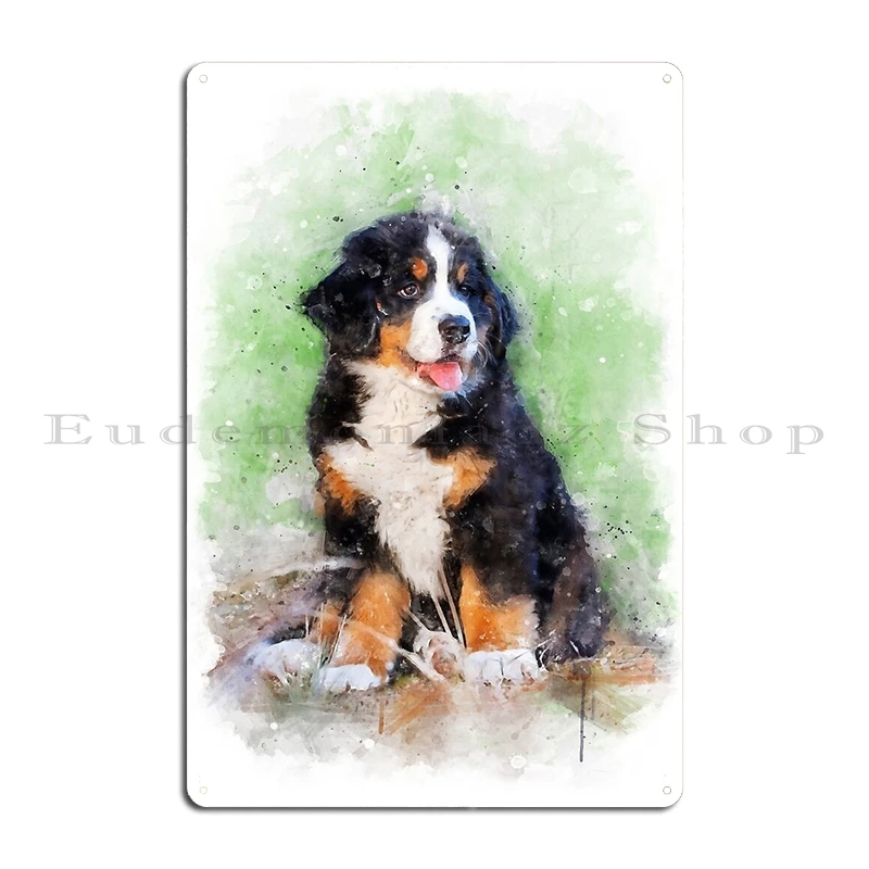 Bernese Mountain Dog On The Toilet And Reading The Newspaper Funny Dog Metal Plaque Poster Bernese Tin Sign Poster