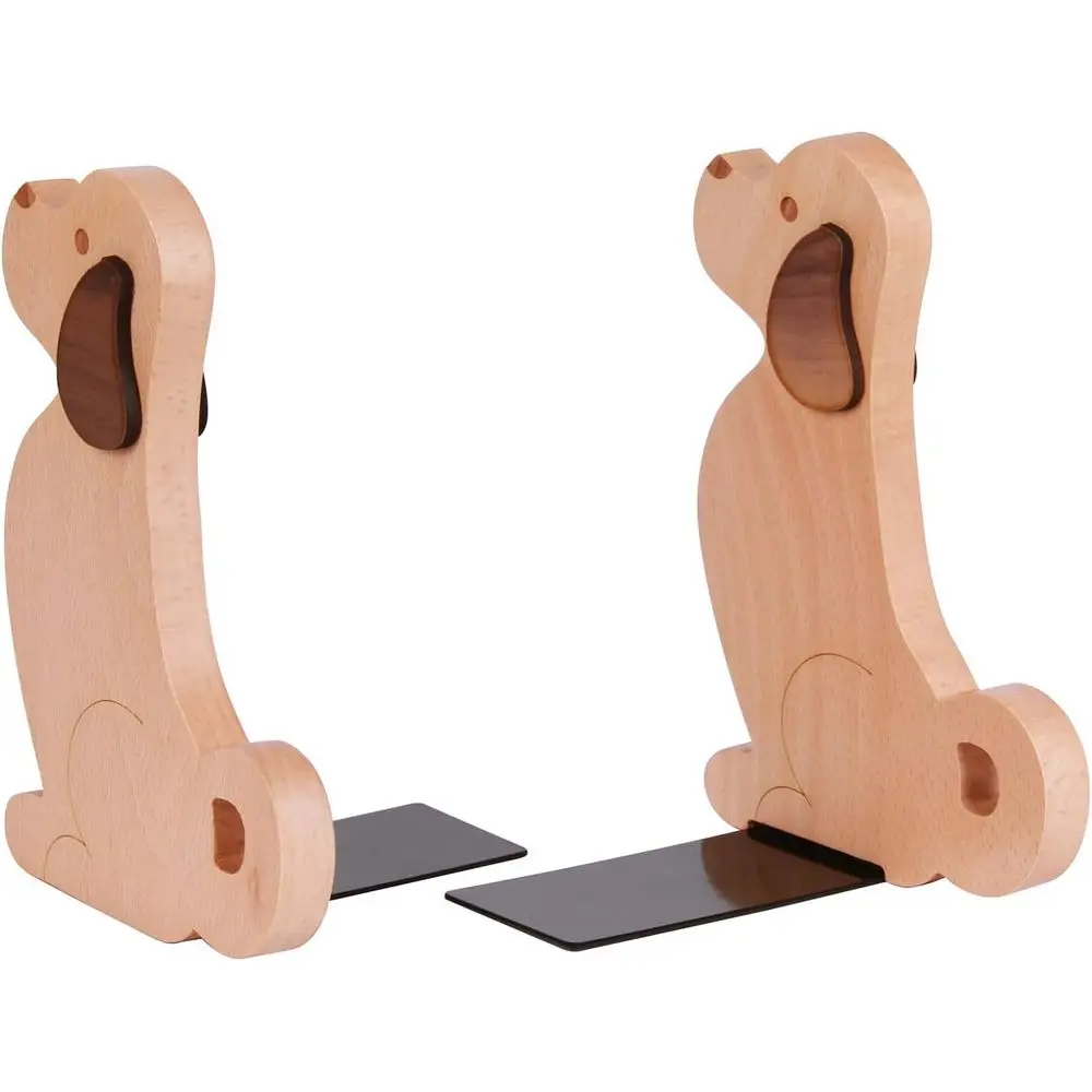 

Wooden Puppy Dog Bookends, Pair for Kids' Books or Shelves, Style 01
