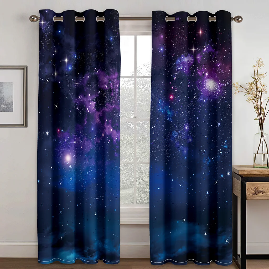 

Galaxy Mystery Outer Space Star Nebula Sky Boy Kid's Window Curtains Blinds for Living Room Bedroom Kitchen Door Home Decor 2Pcs