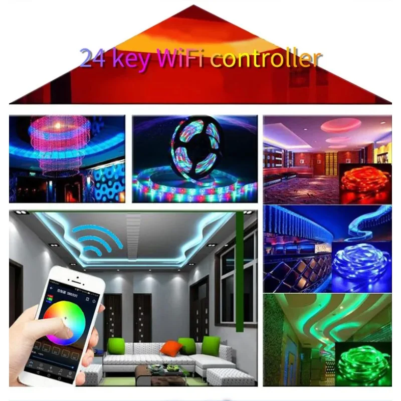 12V-24V Wifi RGB LED Strip Controller z pilotem IR 24Key Pojedyncze podwójne wyjście dla 2835 5050 5630 RGB LED Dimmer Strip