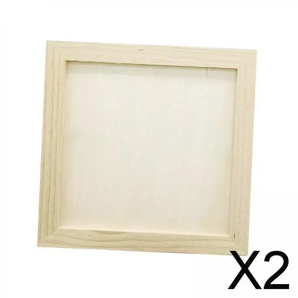 2X DIY Wooden Picture Frames Children Arts 20x20cm Wood Display Picture Frames