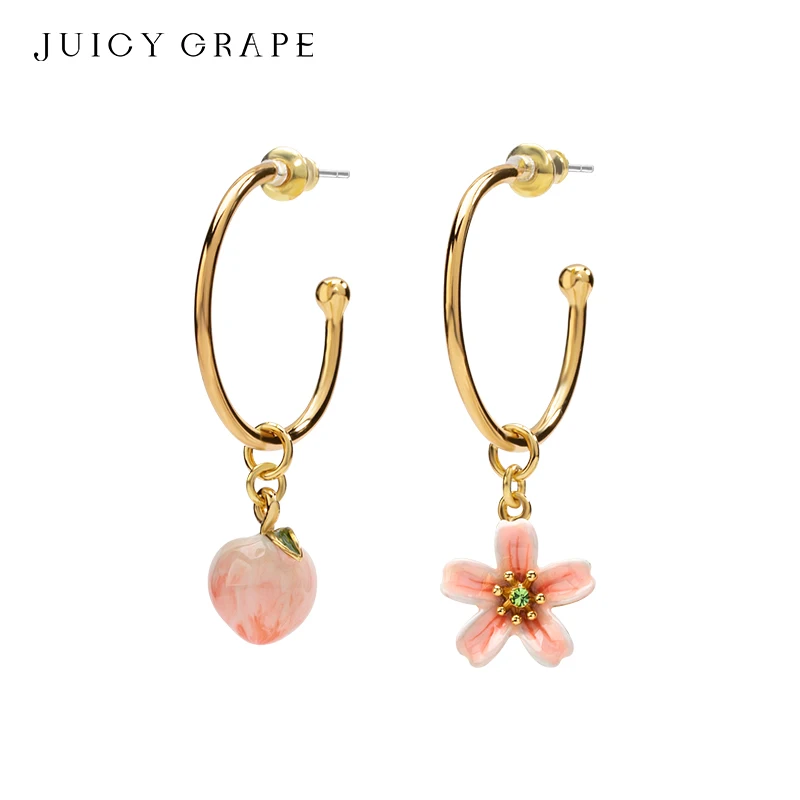 JUICY GRAPE French Light Luxury Elegant Enamel Water Peach Earrings Handcrafted Fashionable Jewelry Trendy Earrings for Women