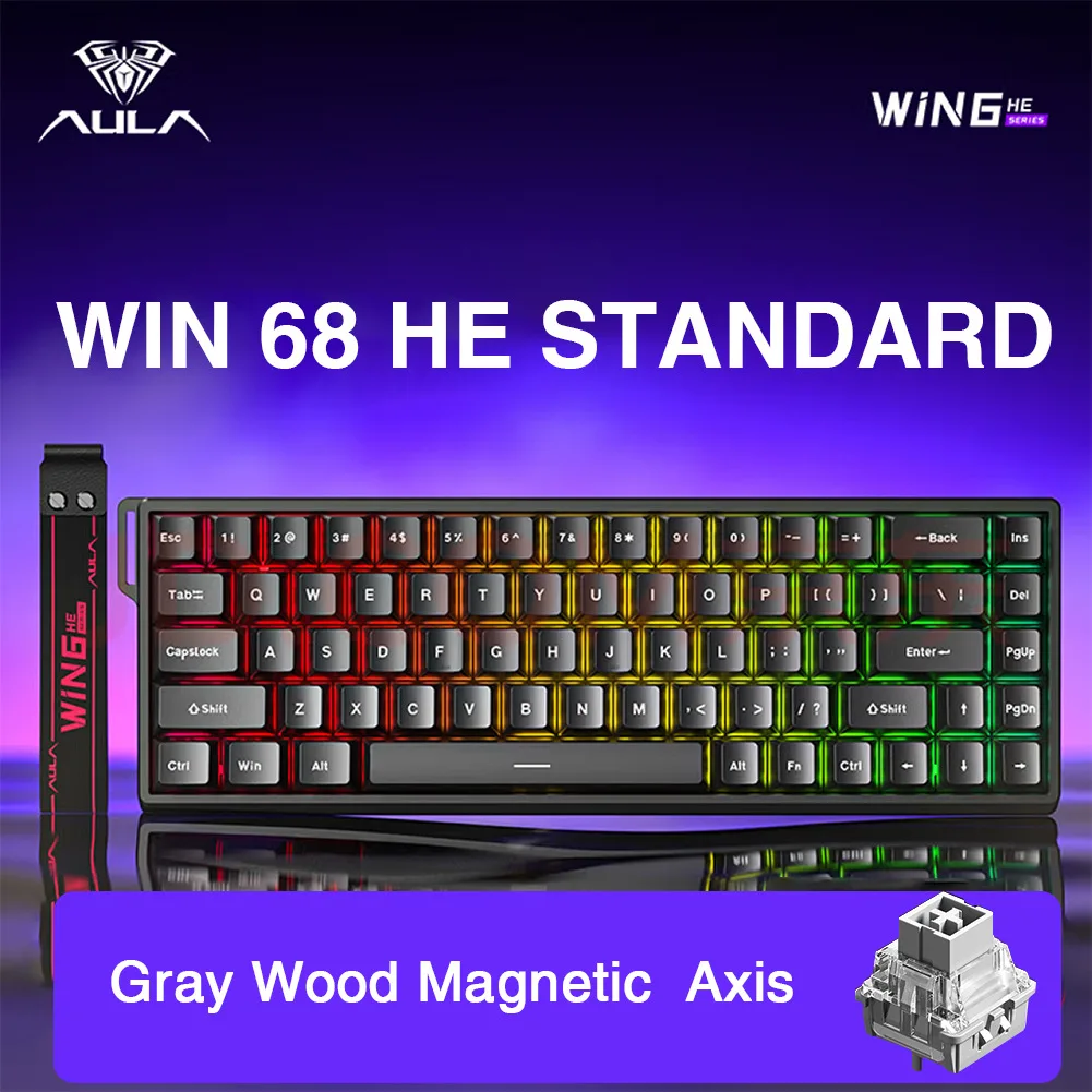 AULA WiN68 teclado magnetico Mechanical keyboard gaming keyboards ergonomic computer gamer 68% Backlit rgb pc clavier black Pink