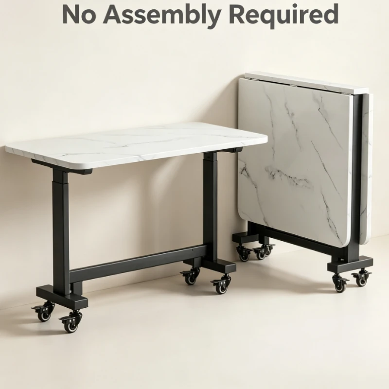 Convenient and easy to use Marble Pattern Folding Dining Table With Wheels For Small Apartment Kitchen Or Living Room