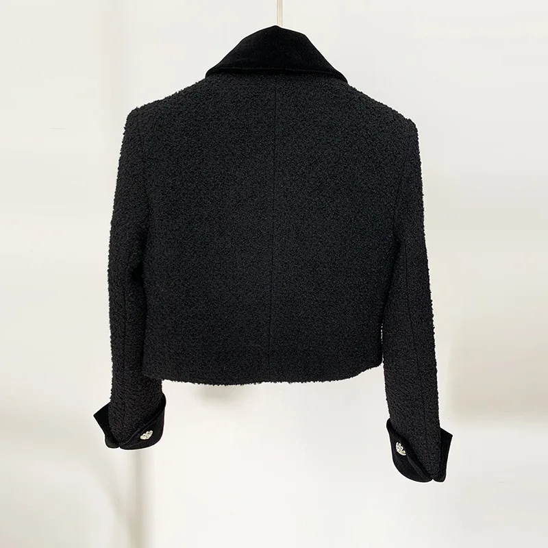 

2024 Autumn And Winter New Star Fashion Jacket Bow Tie Nail Bead Small Fragrant Style Short Woolen Jacket