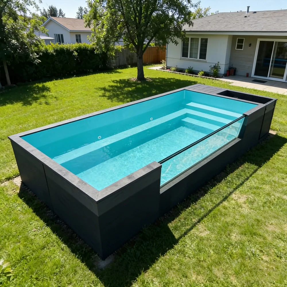 40FT Prefab Pool 20FT Container Pool Shipping Container Inground Above Ground with Glass Window Jacuzzi